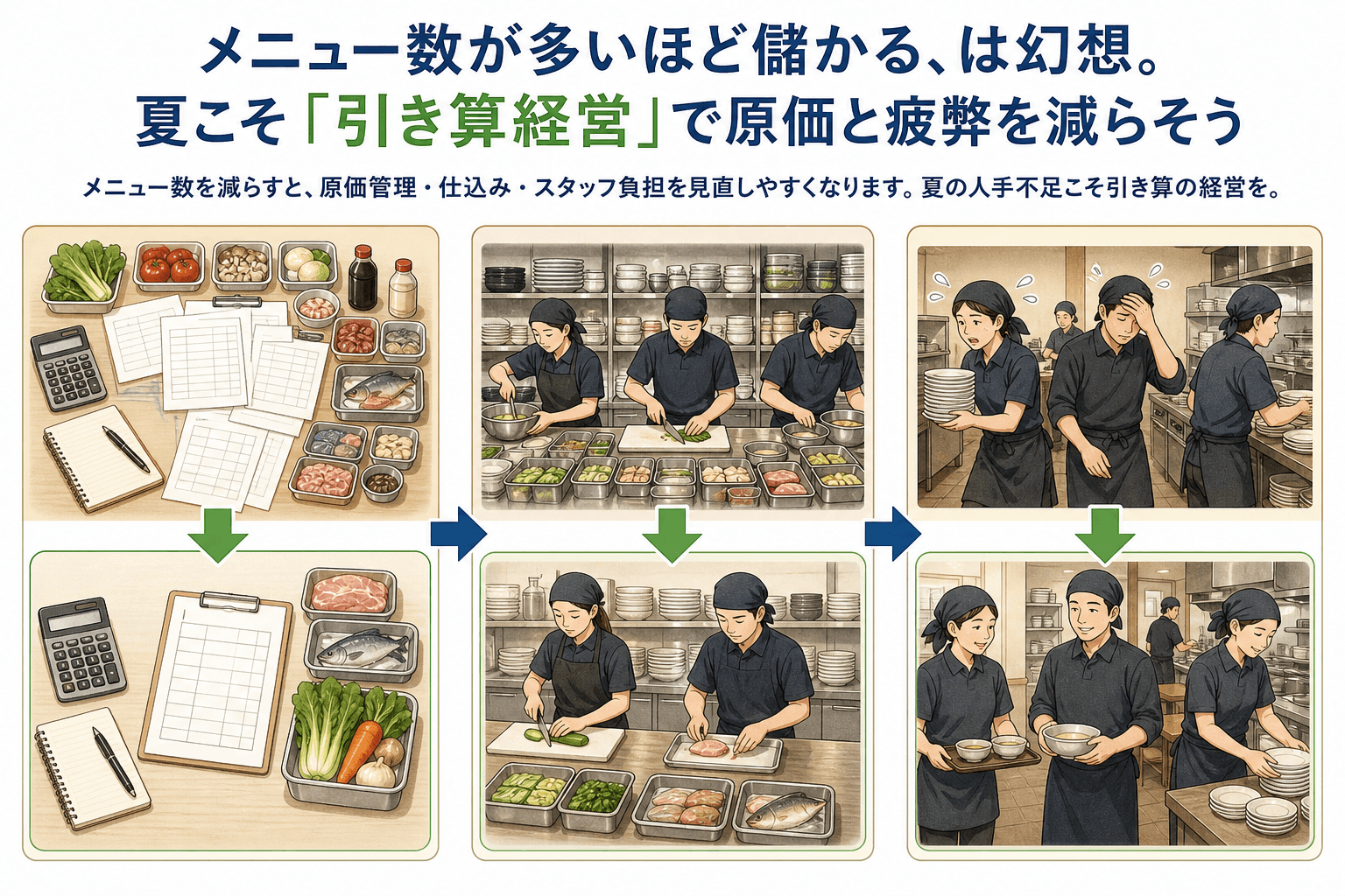 メニュー数が多いほど儲かる、は幻想。夏こそ「引き算経営」で原価と疲弊を減らそう