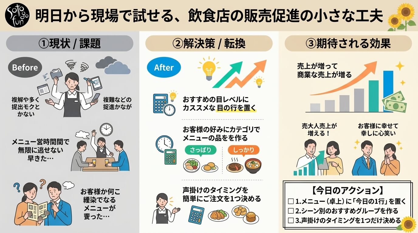 明日から現場で試せる、飲食店の販売促進の小さな工夫